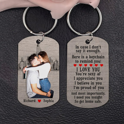 Drive Safe Keychain - Kissing Couple - Custom Photo Gifts For Couple