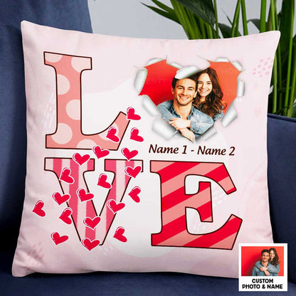 Personalized Valentine Couple Photo Pillow