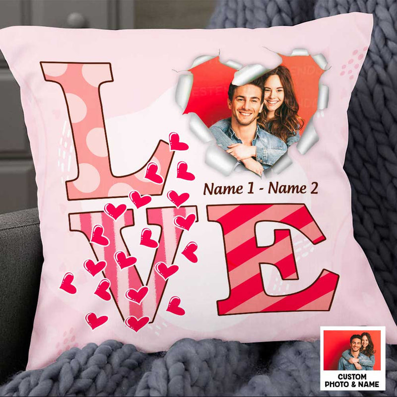 Personalized Valentine Couple Photo Pillow