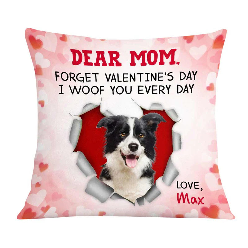 Personalized Dog Valentine Dog Mom Photo Pillow