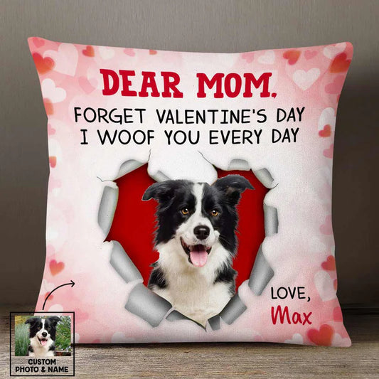 Personalized Dog Valentine Dog Mom Photo Pillow