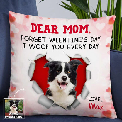 Personalized Dog Valentine Dog Mom Photo Pillow