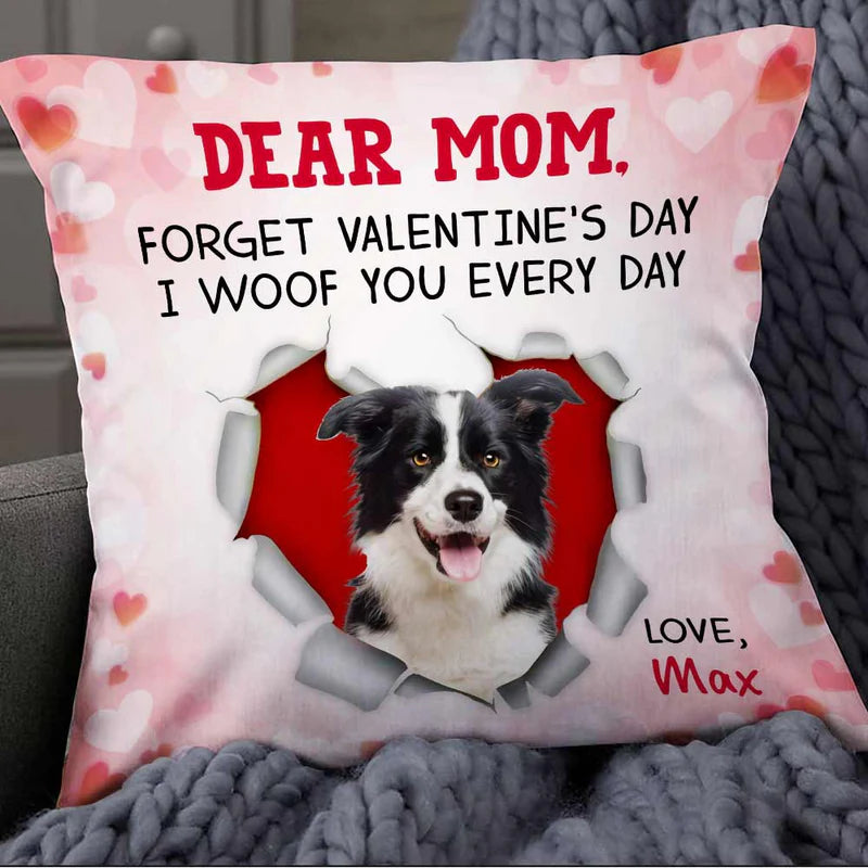 Personalized Dog Valentine Dog Mom Photo Pillow