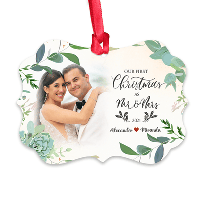 First Christmas Married - Our 1st Christmas as Mr & Mrs 2024 - Personalized Photo Ornament