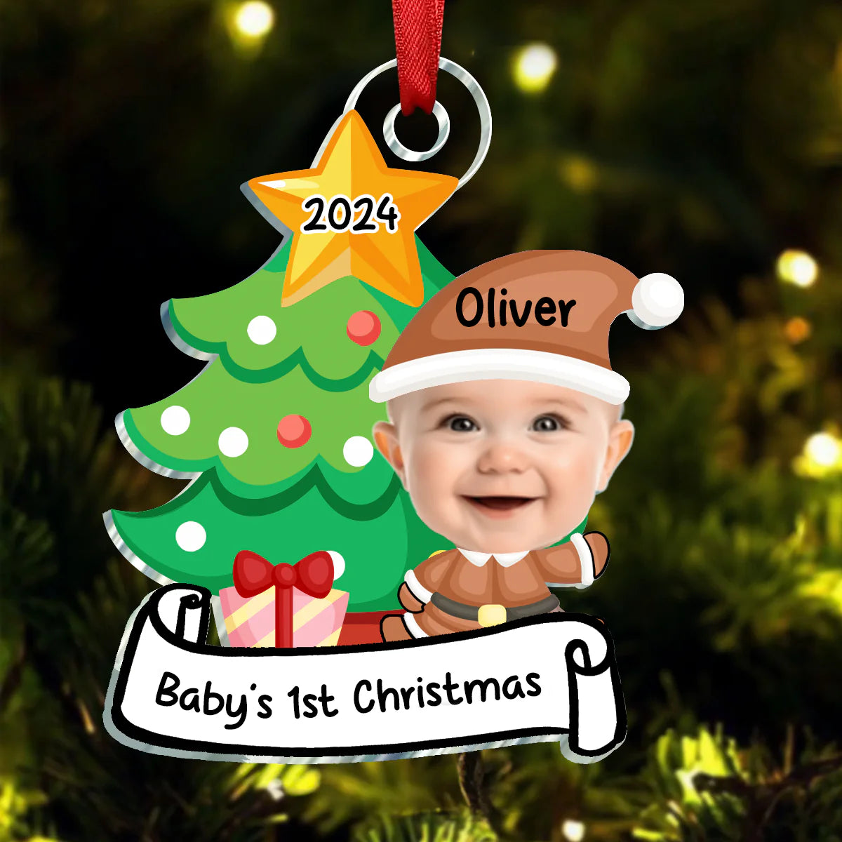 Custom Photo Baby First Christmas - Personalized Custom Shape Ornament