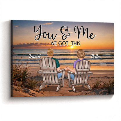 Sunset Beach Landscape Couple Sitting - Custom Canvas Personalized Gift For Couple