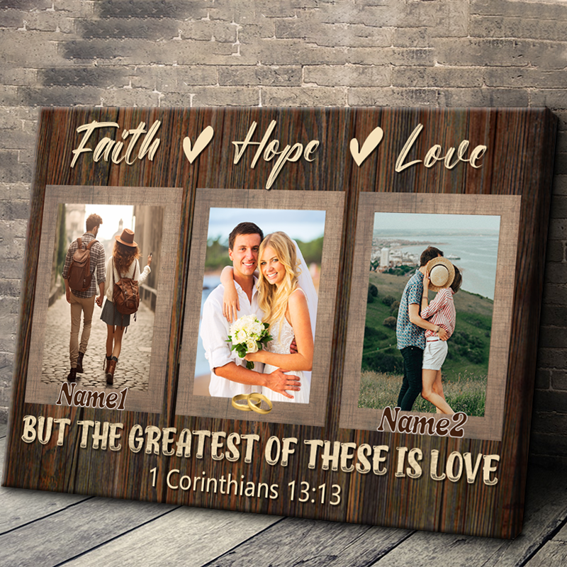 Faith Hope Love -Anniversary Gifts - Personalized Canvas Prints