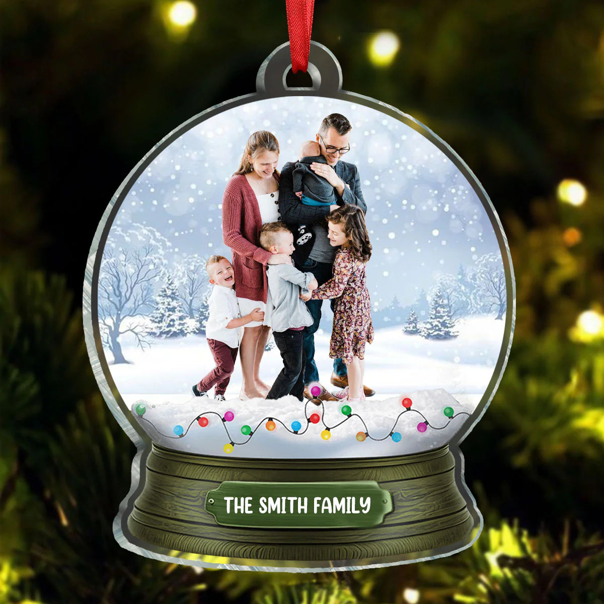 Family Custom Photo Magic Time - Christmas Gift For Family Members - Personalized Custom Shape Ornament