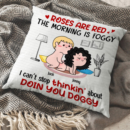 Roses Are Red The Morning Is Foggy Personalized Couple Pillow, Blanket, White Mug, Tumbler, Gift For Couple