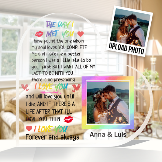 Custom Photo - You Complete Me - Personalized Customized Acrylic Plaque - Gift For Couple Lover - Valentine's Day Gift