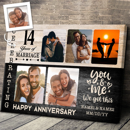 Upload Photo - Happy Anniversary - Personalized Customized Canvas - Gift For Couple