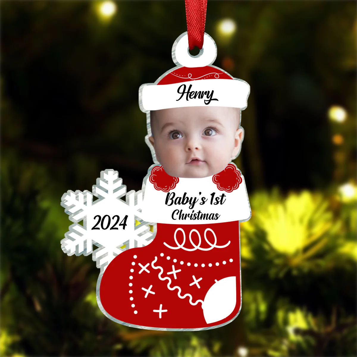 Custom Photo Baby's 1st Christmas - Personalized Custom Shape Ornament