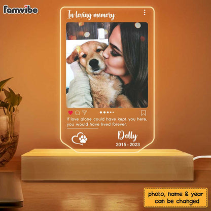 Personalized Pet Memorial Photo Post Plaque LED Lamp Night Light