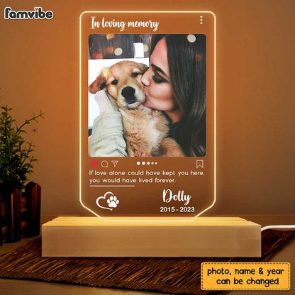 Personalized Pet Memorial Photo Post Plaque LED Lamp Night Light