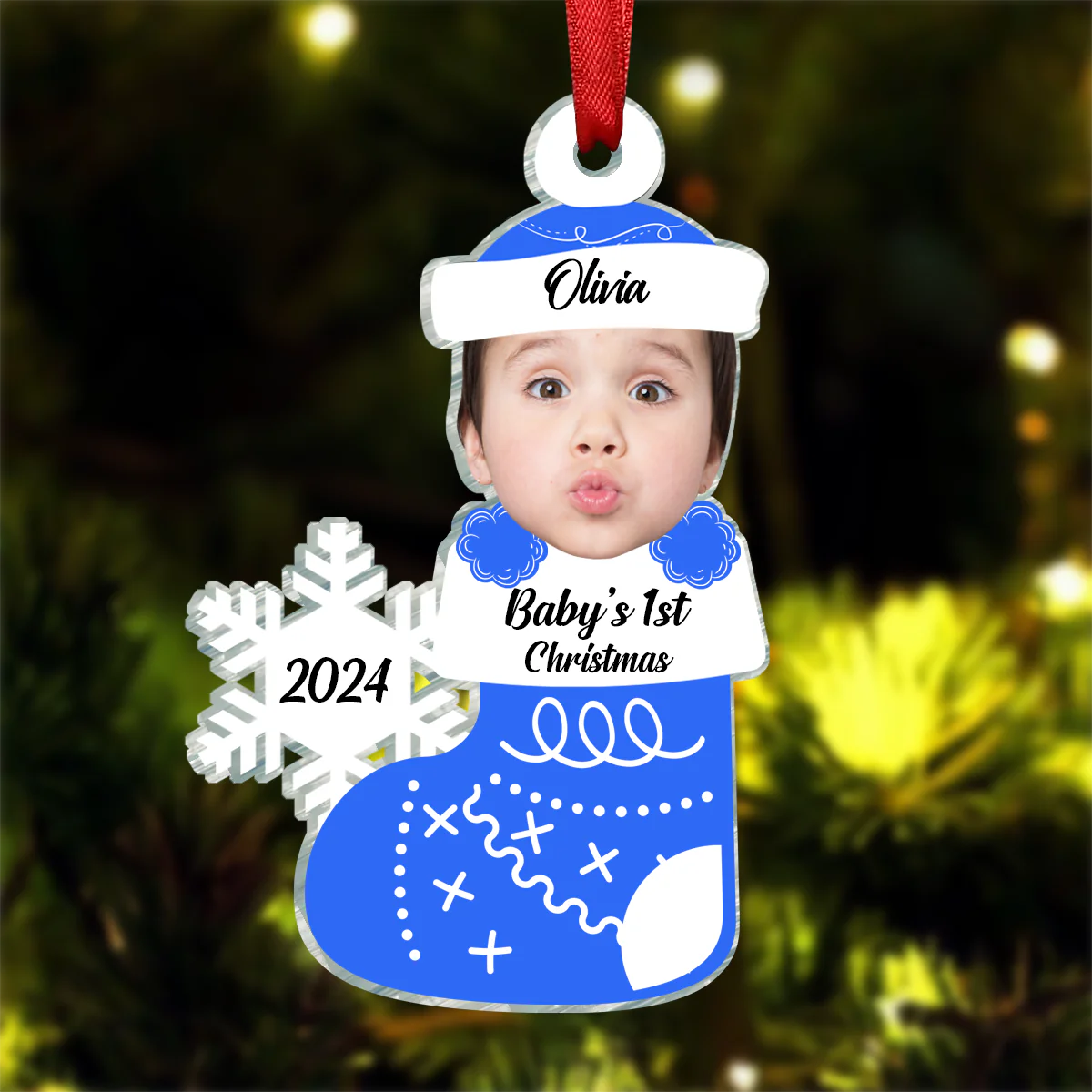 Custom Photo Baby's 1st Christmas - Personalized Custom Shape Ornament