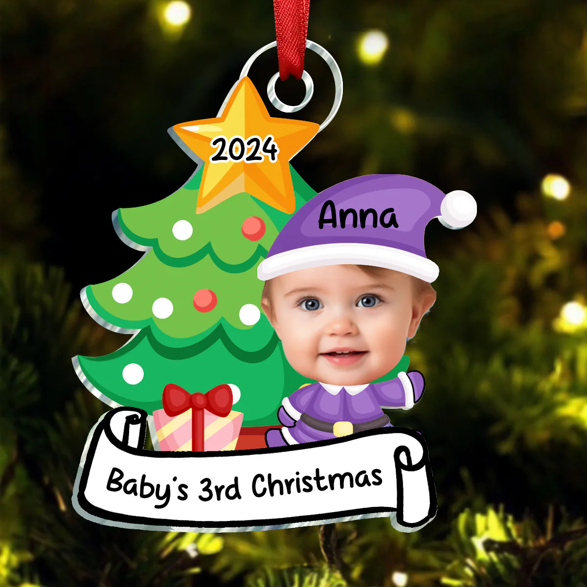 Custom Photo Baby First Christmas - Personalized Custom Shape Ornament