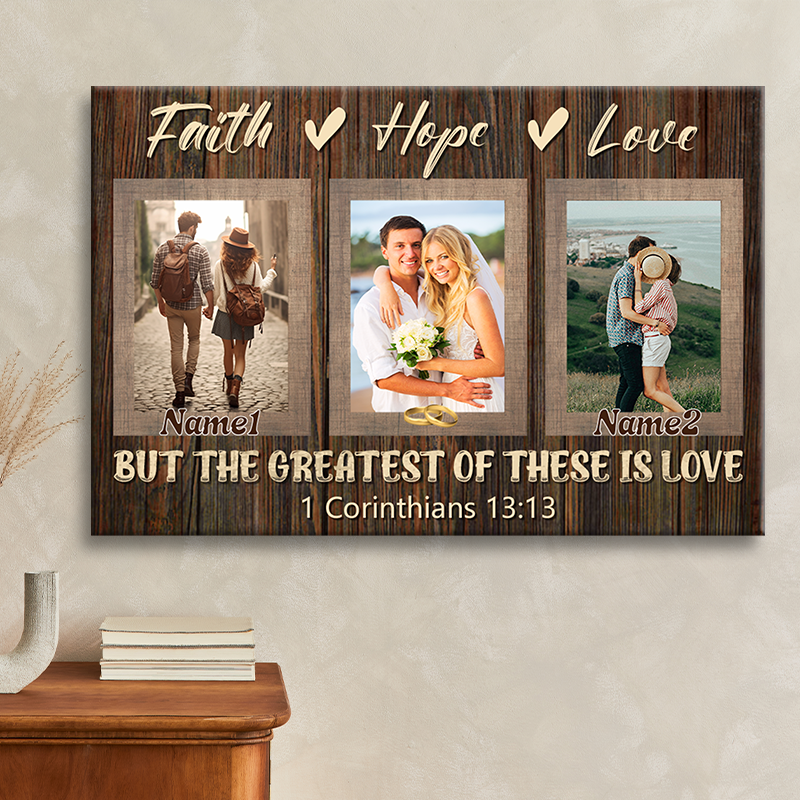 Faith Hope Love -Anniversary Gifts - Personalized Canvas Prints