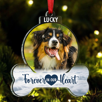 Forever In My Heart - Personalized Pet Memorial Photo Custom Shaped Ornament