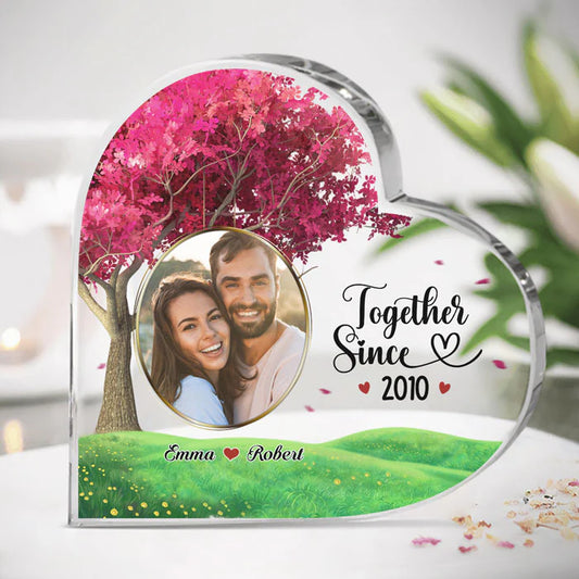 No Return Or Refund, I'm Yours - Couple Personalized Custom Heart Shaped Acrylic Plaque - Upload Image, Gift For Husband Wife, Anniversary