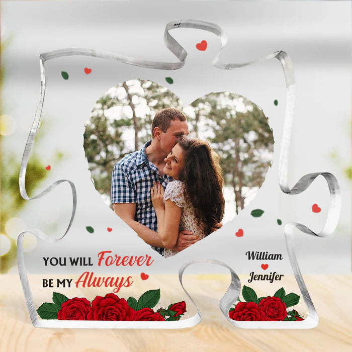 You're The Missing Piece To My Heart - Couple Personalized Custom Puzzle Shaped Acrylic Plaque - Upload Image, Husband & Wife Anniversary, Couple Valentines Gift