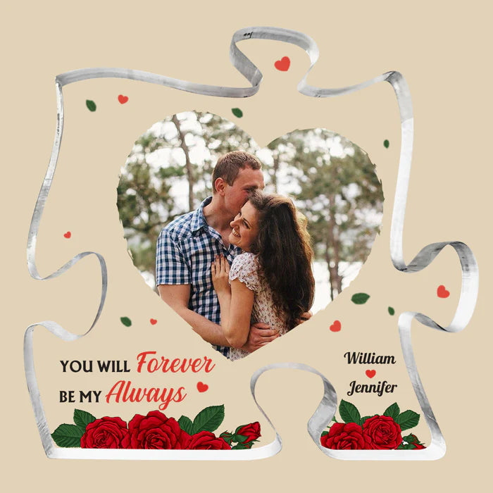 You're The Missing Piece To My Heart - Couple Personalized Custom Puzzle Shaped Acrylic Plaque - Upload Image, Husband & Wife Anniversary, Couple Valentines Gift