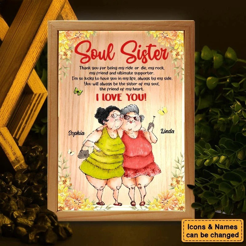 Personalized Gift For Friends Soul Sister Picture Frame Light Box