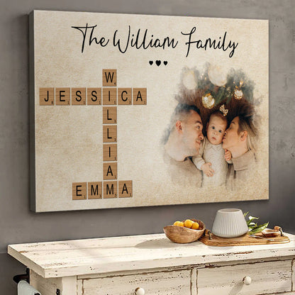 Celebrate Christmas With Crossword Canvas Wall Art - Personalized Customized Canvas - Gifts For Family Members