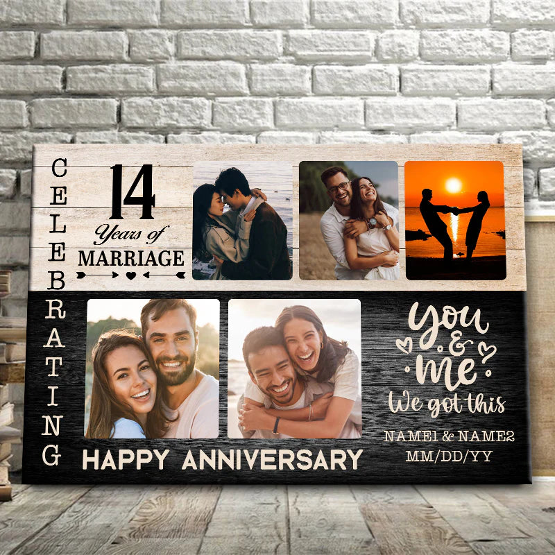 Upload Photo - Happy Anniversary - Personalized Customized Canvas - Gift For Couple