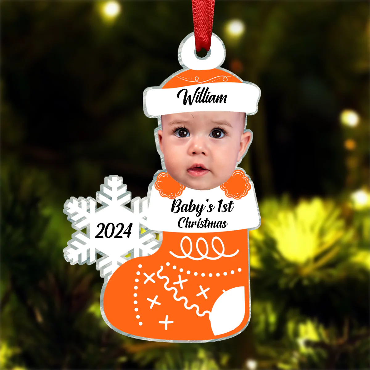 Custom Photo Baby's 1st Christmas - Personalized Custom Shape Ornament