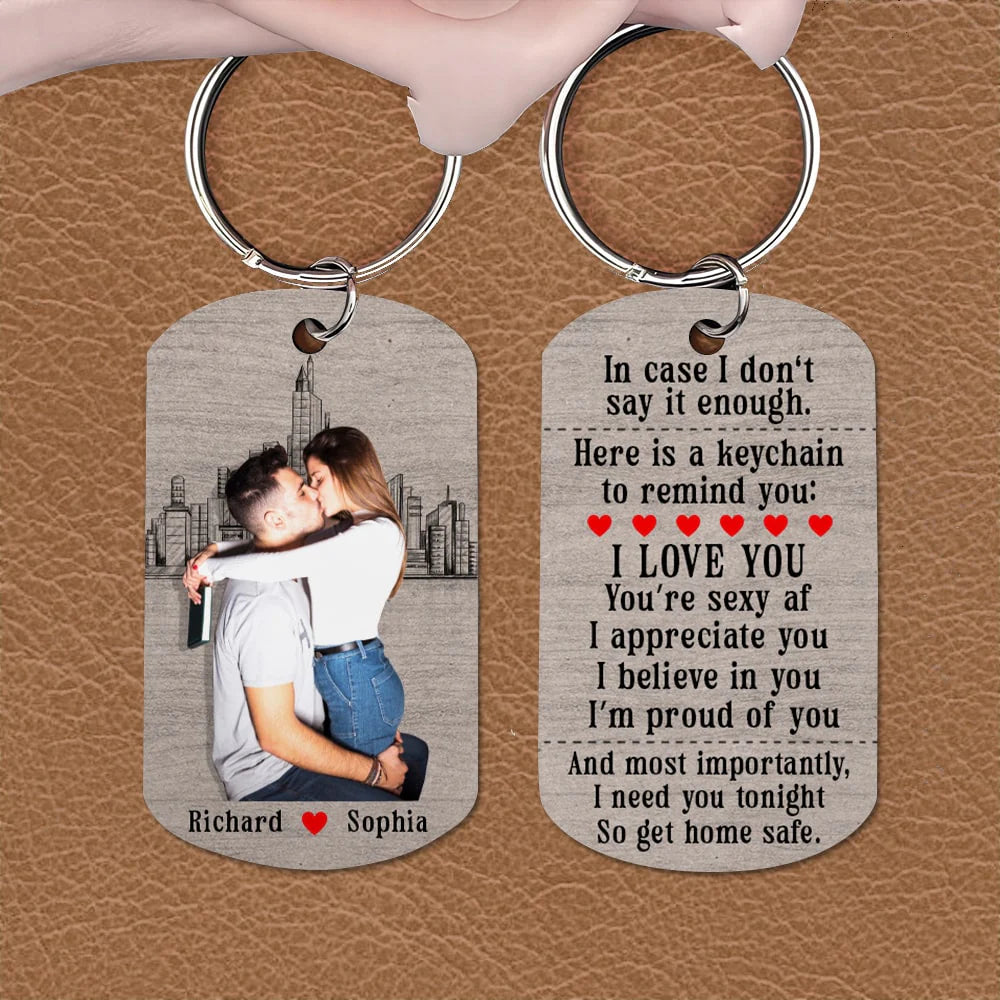 Drive Safe Keychain - Kissing Couple - Custom Photo Gifts For Couple