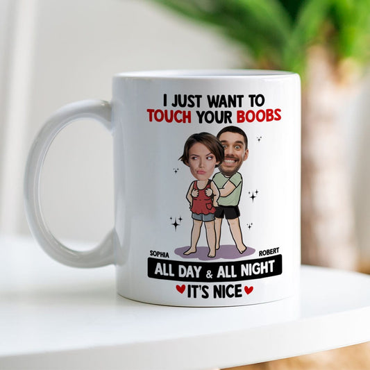 Touch Your Boobs, Custom Couple Mug Personalized, Mugs Custom Girlfriend, Gift For Couple