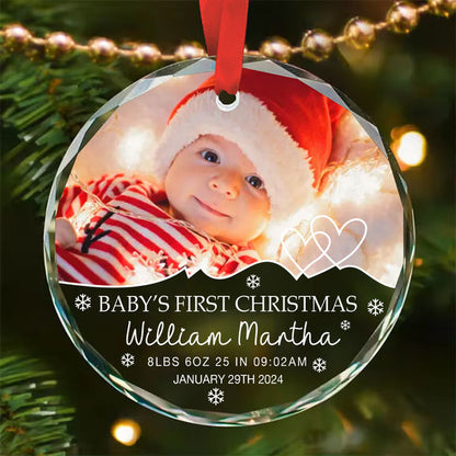 Photo Ornament - Circle Ornament - Baby's First Christmas - Baby Ornament, Christmas Gifts, Custom Christmas Ornament 2024 - Personalized Photo Round Glass Ornament