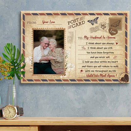 Custom Photo Personalized Canvas Wall Art Memorial Gifts Sympathy Gifts To My Husband Wife In Heaven Until We Meet Again