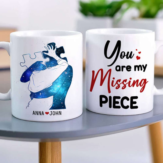 You Are My Missing Piece, Couple Puzzle Hugging White Mug