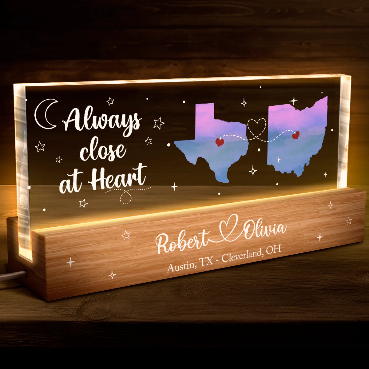 Always Under The Same Sky - Customized Personalized Acrylic LED Night Light - Gift For Couple Husband Wife Family