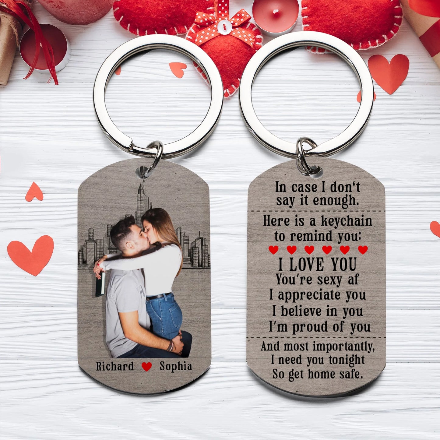 Drive Safe Keychain - Kissing Couple - Custom Photo Gifts For Couple