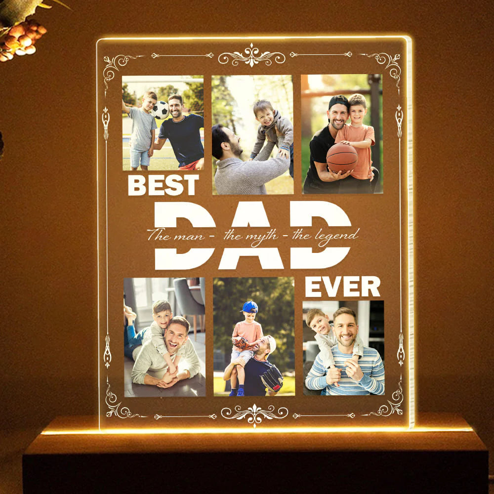 Personalized Photo Night Light, Personalized Gifts, Bedroom Night Light, Gift for Dad, Best Dad Ever, Custom Name Light