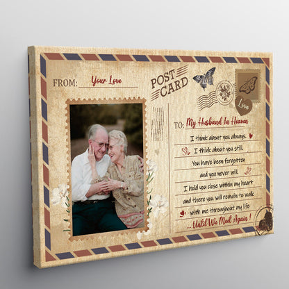 Custom Photo Personalized Canvas Wall Art Memorial Gifts Sympathy Gifts To My Husband Wife In Heaven Until We Meet Again