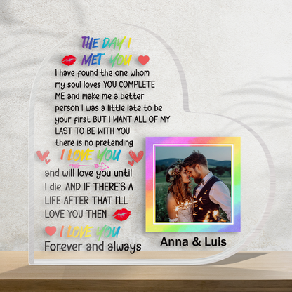 Custom Photo - You Complete Me - Personalized Customized Acrylic Plaque - Gift For Couple Lover - Valentine's Day Gift