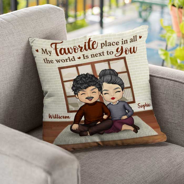 My Favorite Place In The World Is Next To You - Gift For Couples, Personalized Pillow