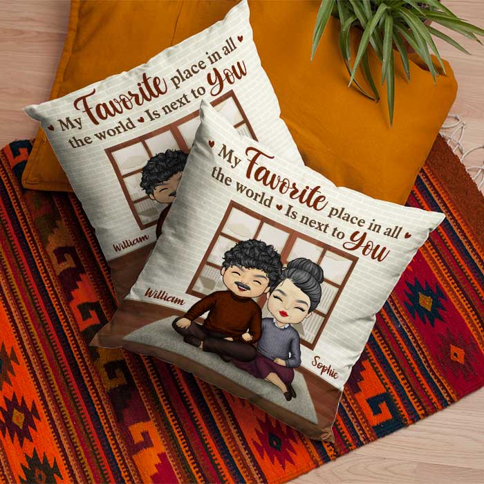 My Favorite Place In The World Is Next To You - Gift For Couples, Personalized Pillow