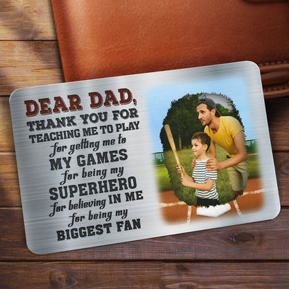 Custom Photo Dad Thank You For Teaching Me Baseball Softball Father Aluminum Wallet Card