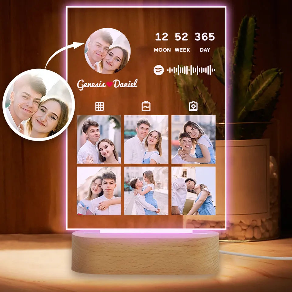 Couple Photo Collection Custom Personalized Couple Shaped Plaque Light Base