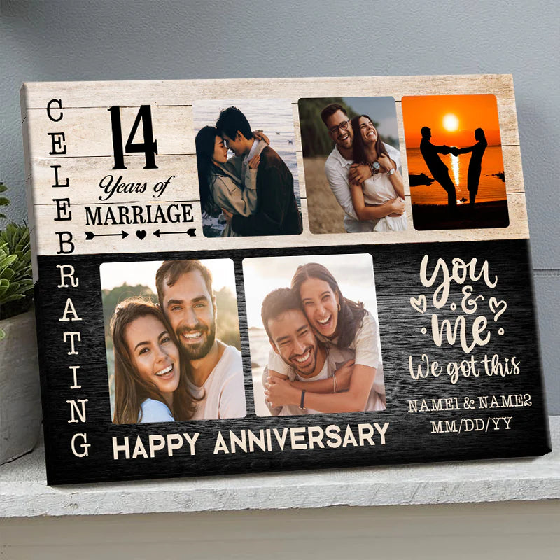 Upload Photo - Happy Anniversary - Personalized Customized Canvas - Gift For Couple