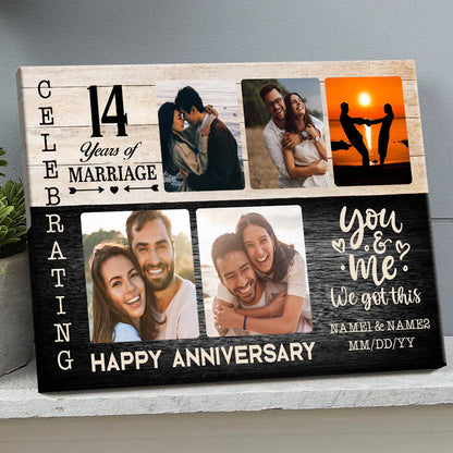 Upload Photo - Happy Anniversary - Personalized Customized Canvas - Gift For Couple