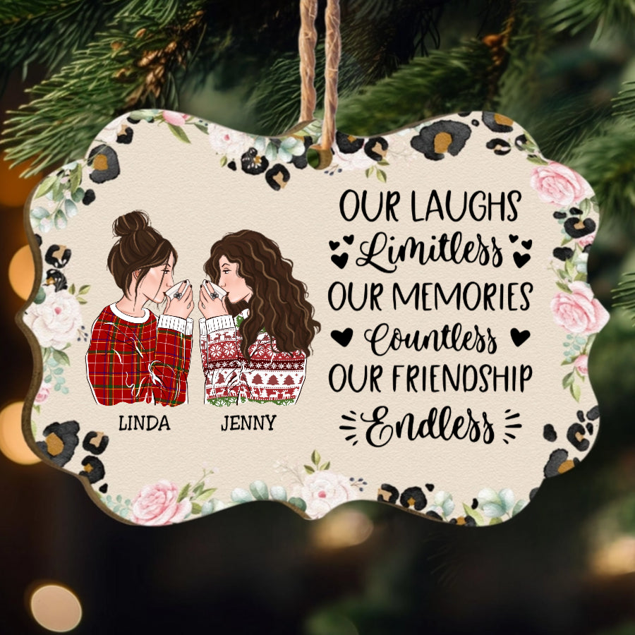 Christmas Bestie Drink Tea Personalized Gift Bestie Christmas Aluminium/Wooden Ornament, Holiday Gifts for Bestie