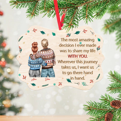 Couple Christmas Personalized Gift Couple Christmas Aluminum/Wooden Ornament, Holiday Gifts for Couple