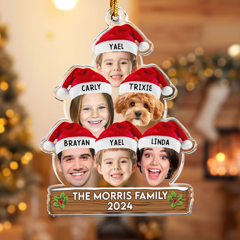 Custom Face Christmas Tree - Personalized Acrylic Photo Ornament - Family Christmas Gifts