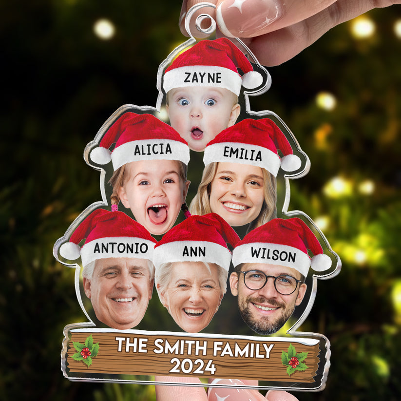 Custom Face Christmas Tree - Personalized Acrylic Photo Ornament - Family Christmas Gifts