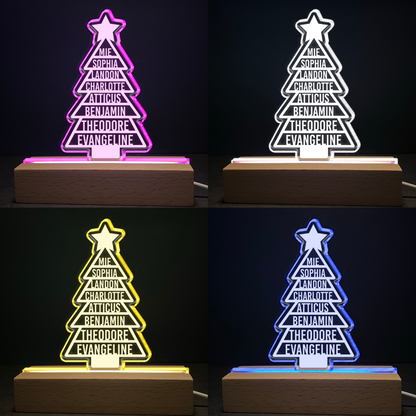 Custom Family Names 2023 Christmas Tree - Personalized LED Light